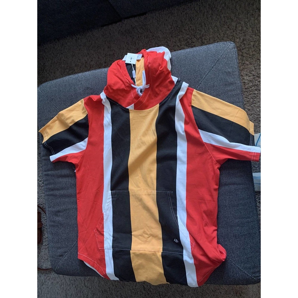 VINTAGE NWT Uncle Ralph Mens Short hooded t-shirt Size XXL striped Multicolor